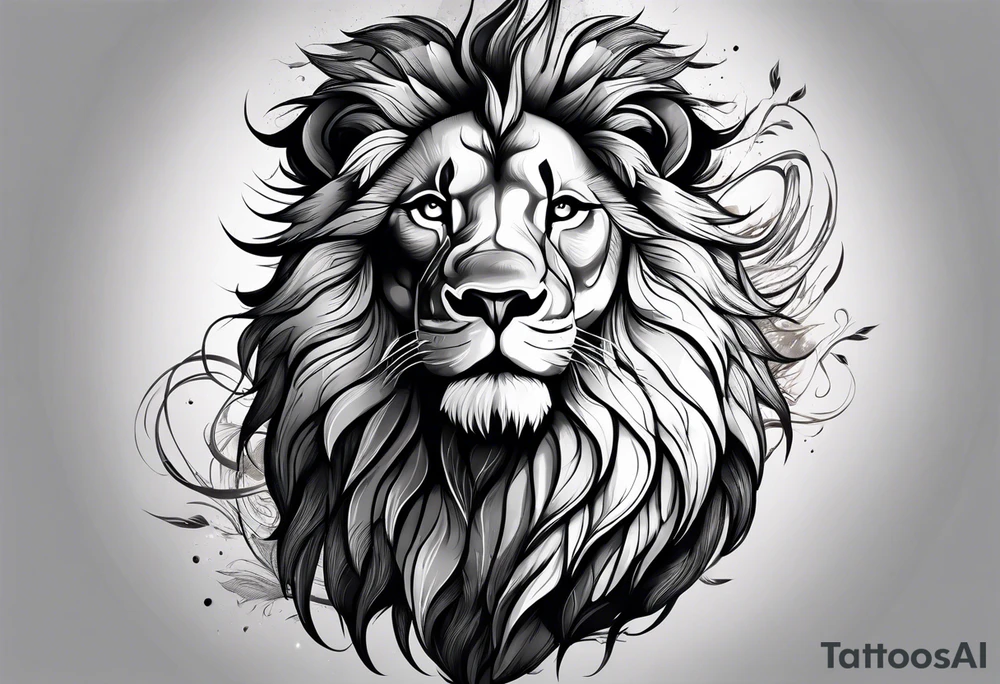 powerful majestic lion, close-up tattoo idea