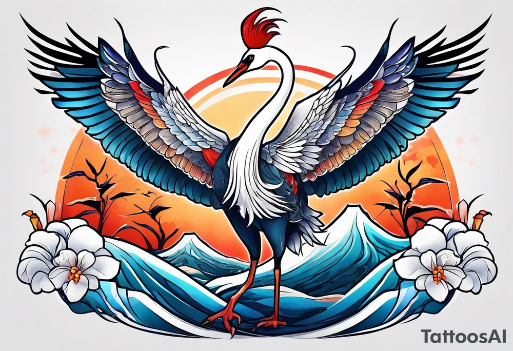 Japanese crane tattoo idea