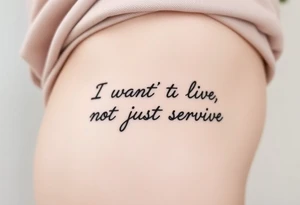 I wan't to live, not just survive in cursive tattoo idea
