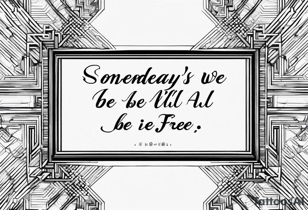 a one or two line script of the sentence 'Someday we will all be Free' tattoo idea