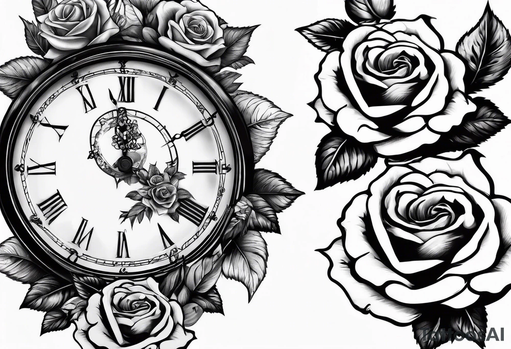 Creation of Adam with a rose and clock tattoo idea