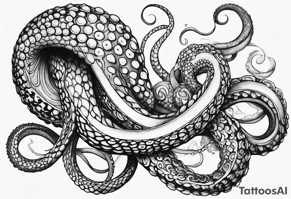 one outstretched single tentacle tattoo idea
