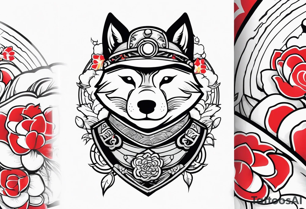 Shiba inu  japanese warrior tattoo idea