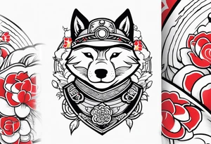 Shiba inu  japanese warrior tattoo idea