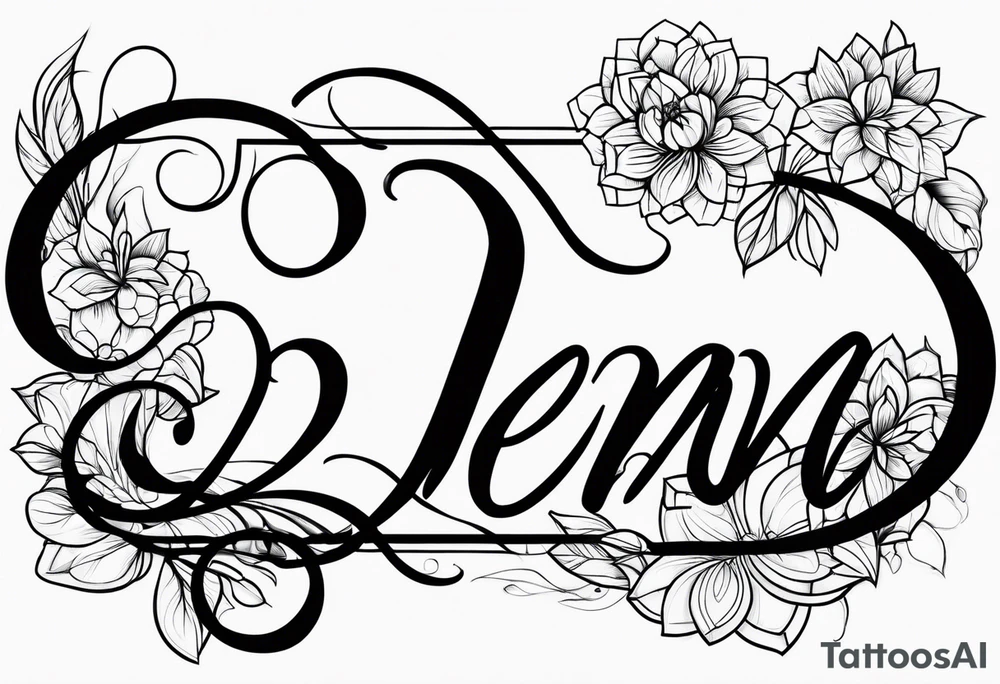 the name “Dena” in cursive, no art, just fine line tattoo idea
