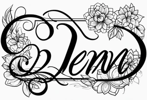 the name “Dena” in cursive, no art, just fine line tattoo idea
