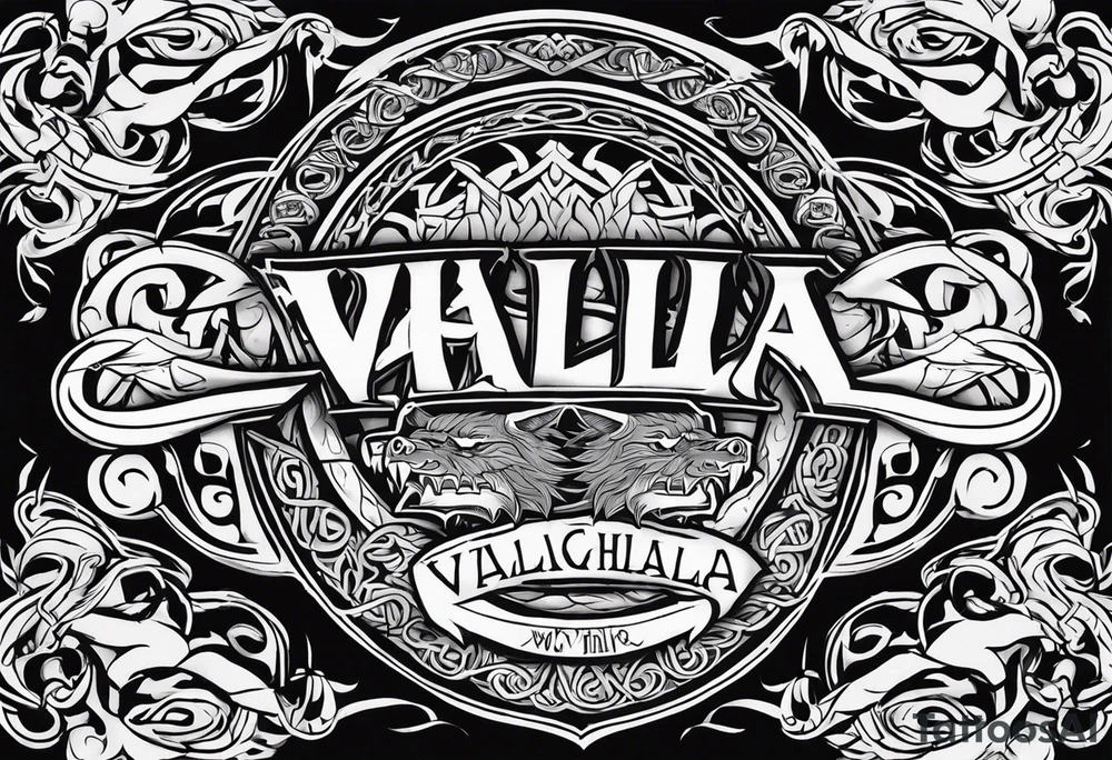 Viking sword Valhalla dragon shield tattoo idea