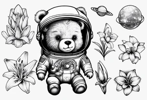 Teddy bear astronaut Lily galaxy tattoo idea