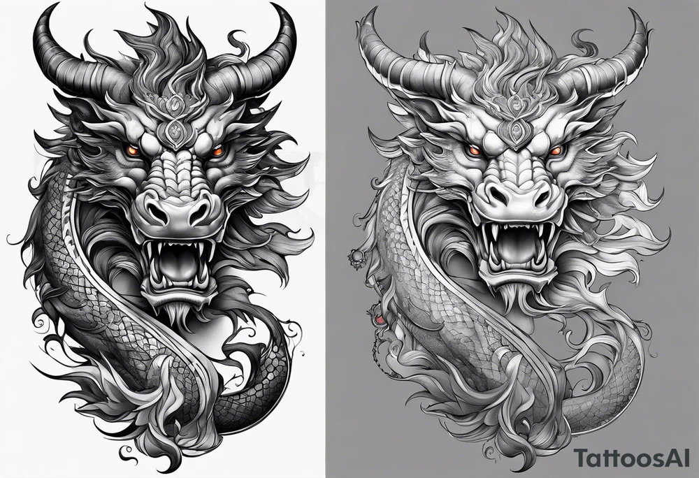 Taurus dragon whole body tattoo idea