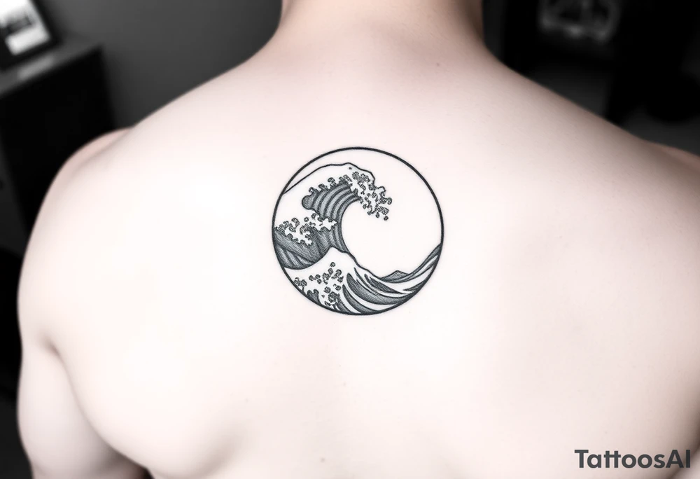wave in circle tattoo idea