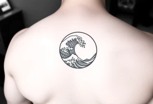 wave in circle tattoo idea