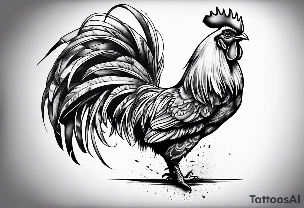 rooster holding machine gun tattoo idea