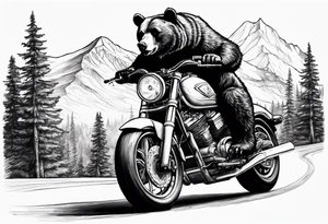 Bear riding motorcycle tattoo idea