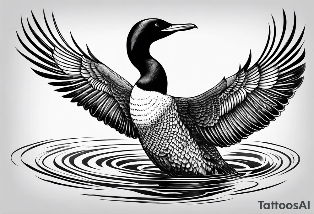 Loon stretching wings tattoo idea