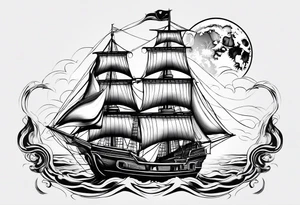 phoenix survolant un voilier. lune. phare marin tattoo idea