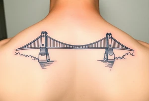 Fine line tattoo of the fort Duquesne bridge with vintage vibes tattoo idea