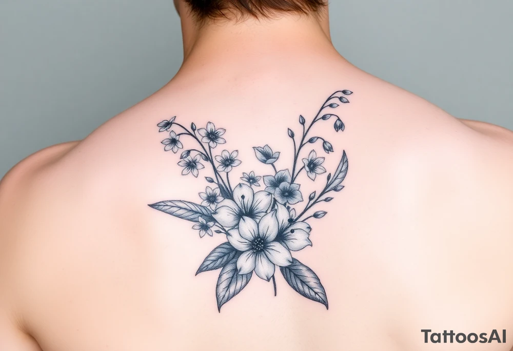 Larkspur and lily of the valley bouquet tattoo tattoo idea