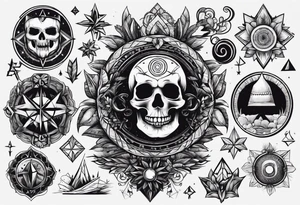a bunch of ocultism signs tattoo idea