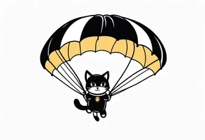 a cat parachuting after skydiving tattoo idea
