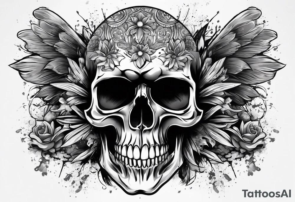 Skull explosion tattoo idea