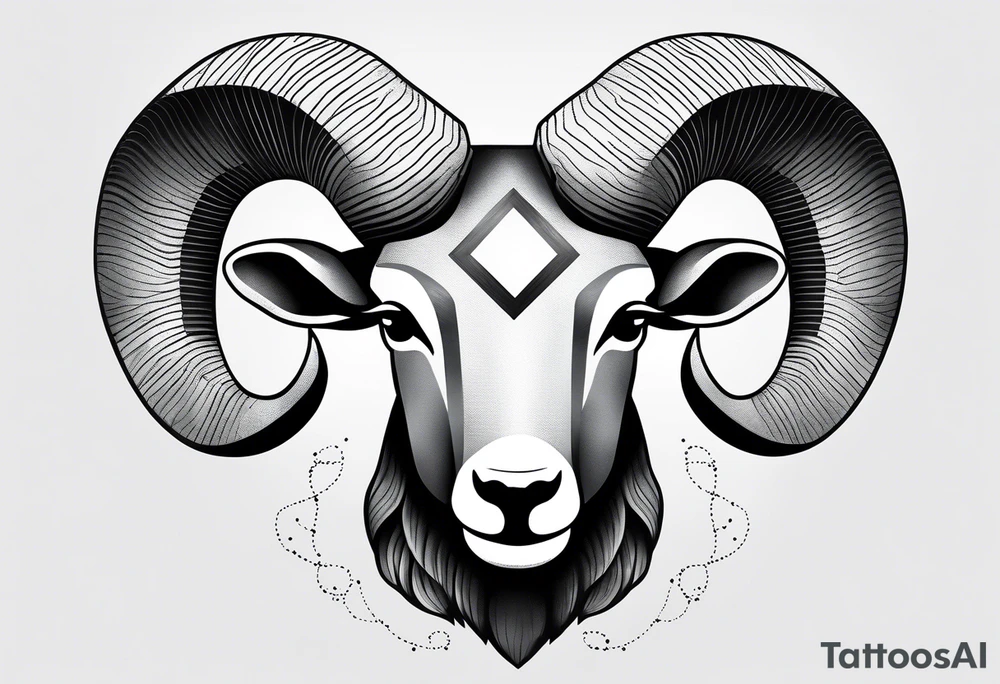 Aries geometric ram with constellation tattoo idea