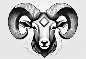 Aries geometric ram with constellation tattoo idea