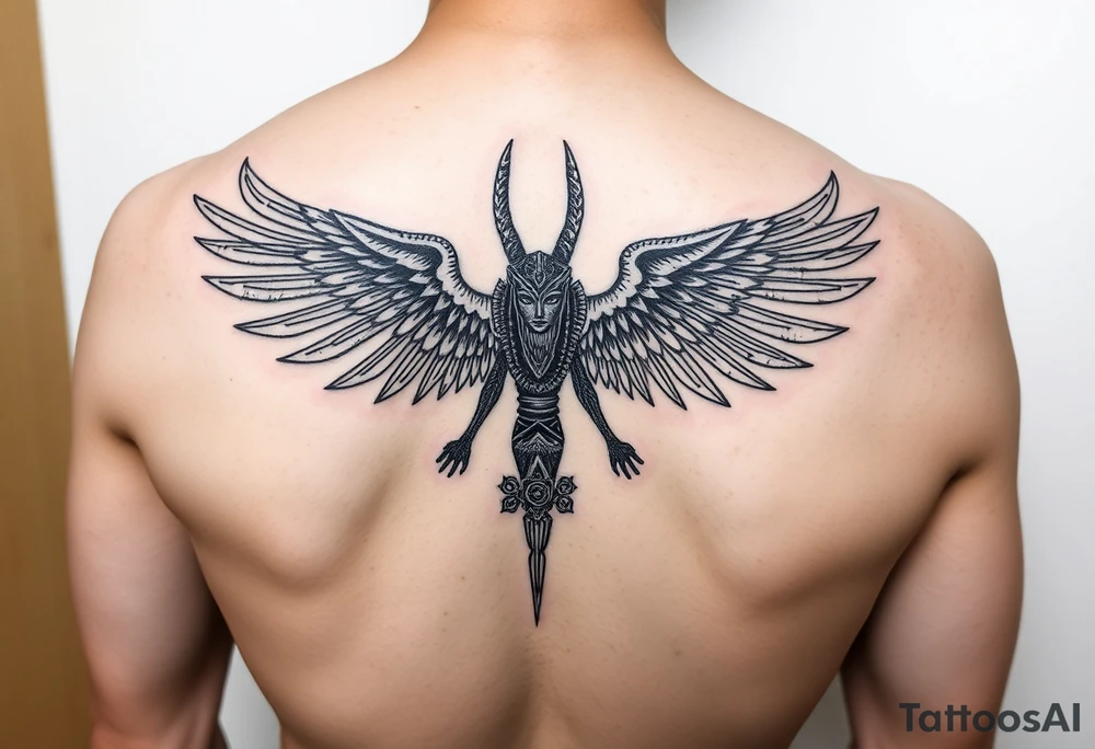 "Anubis in ufo 

Style: sacral geometry blackwork. Thigh/calf placement." tattoo idea