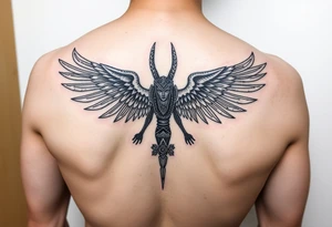 "Anubis in ufo 

Style: sacral geometry blackwork. Thigh/calf placement." tattoo idea