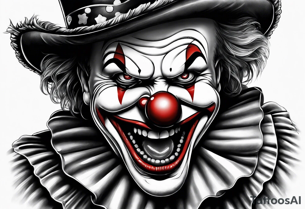 A clown biting a bullet tattoo idea