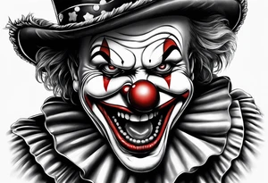 A clown biting a bullet tattoo idea