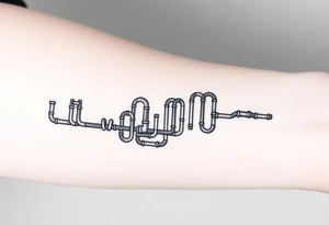 system of 30 thin curved plumbing pipes tattoo idea