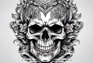 Open mouth skull with road coming out mouth tattoo idea
