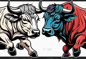 Bull vs bull fighter tattoo idea