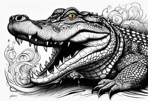 Full body Caiman with tail leg tattoo tattoo idea