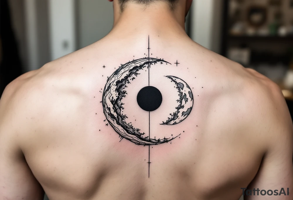 2 different worlds on both sides of a black hole tattoo idea