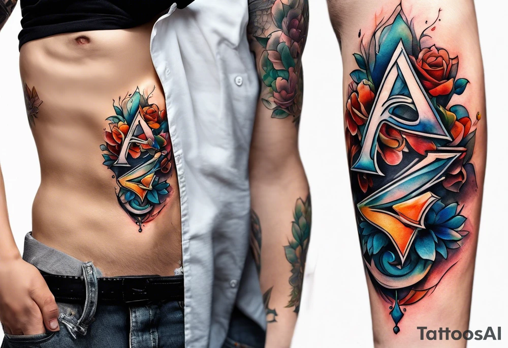 the letters A and R tattoo idea