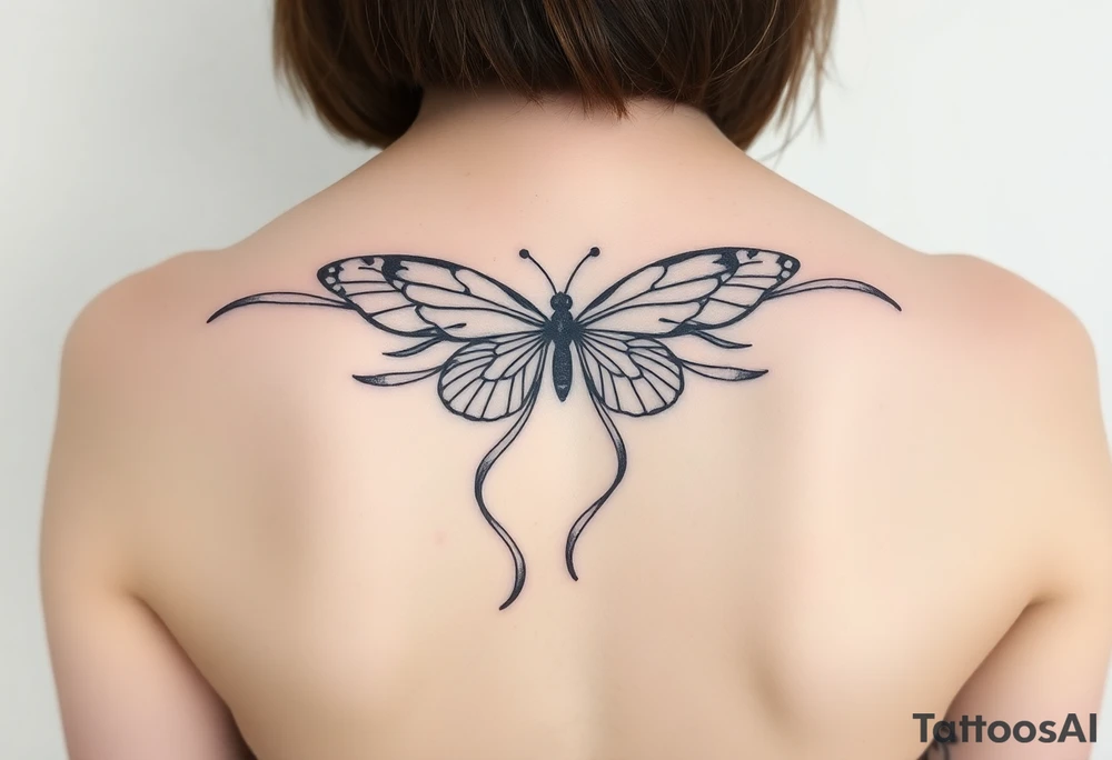 ethereal butterfly with flowing silk ribbons in moonlight tattoo idea ethereal butterfly with flowing silk ribbons in moonlight tattoo idea