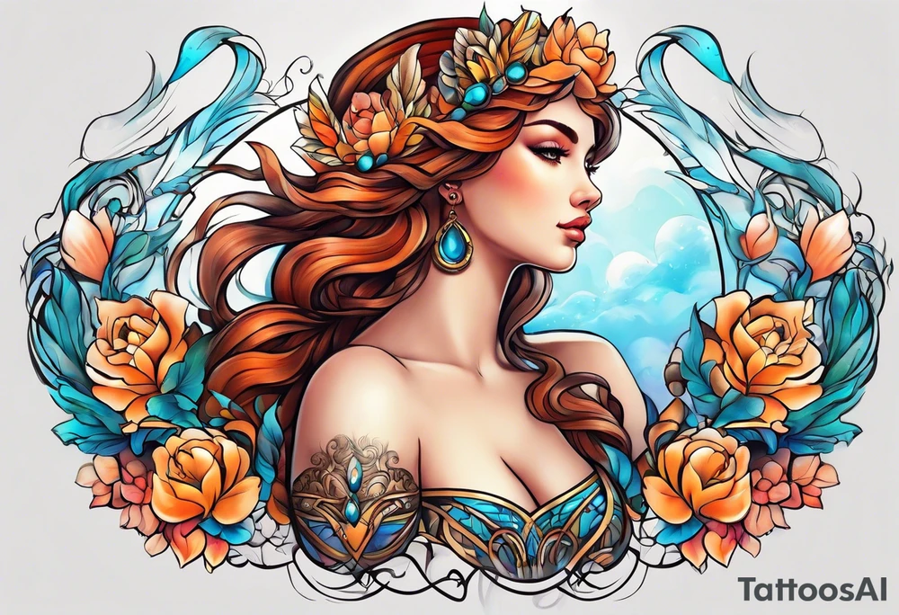 Full body goddess Venus tattoo idea