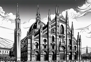 duomo of milano stylized tattoo idea