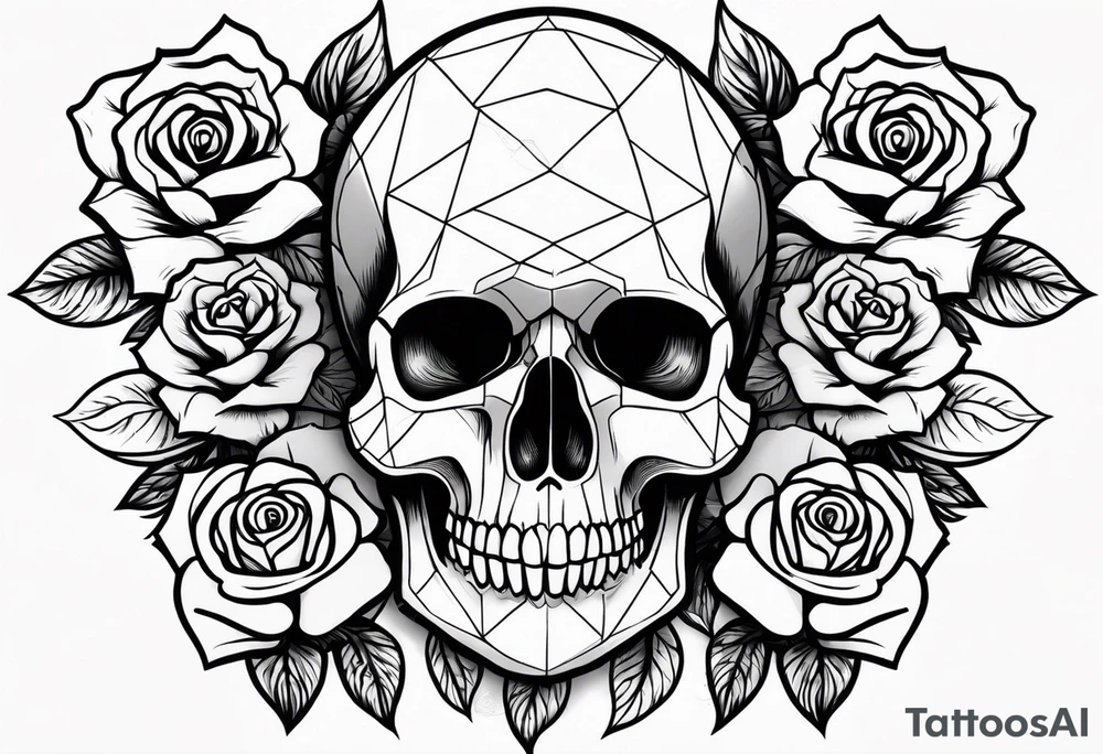 skull and roses tattoo idea