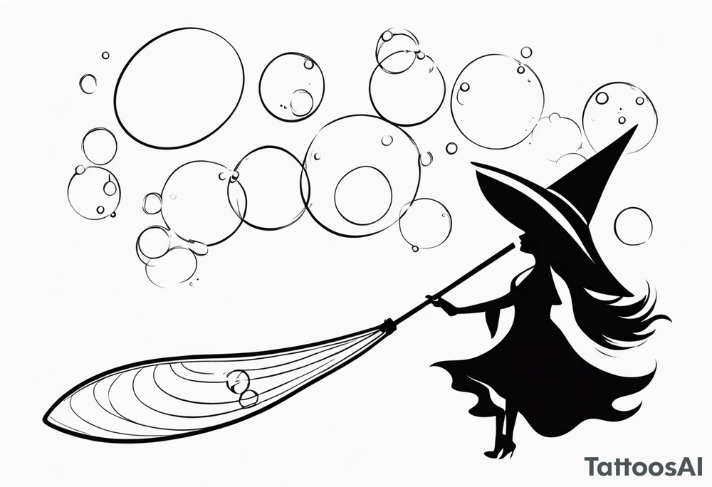 sparkling wand, bubbles and a witch hat tattoo idea