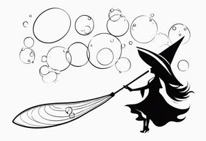 sparkling wand, bubbles and a witch hat tattoo idea