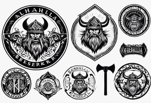 Valhalla round shield 
 axe berserker tattoo idea
