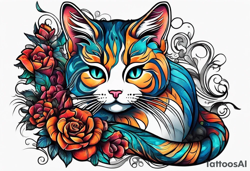 Cat playing with a mouse tattoo idea