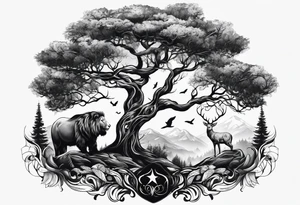 animals in trees tattoo idea