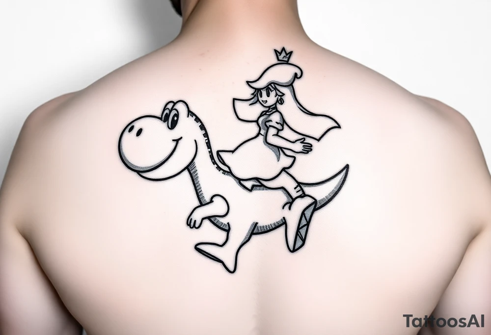 Princess Peach riding Yoshi tattoo idea