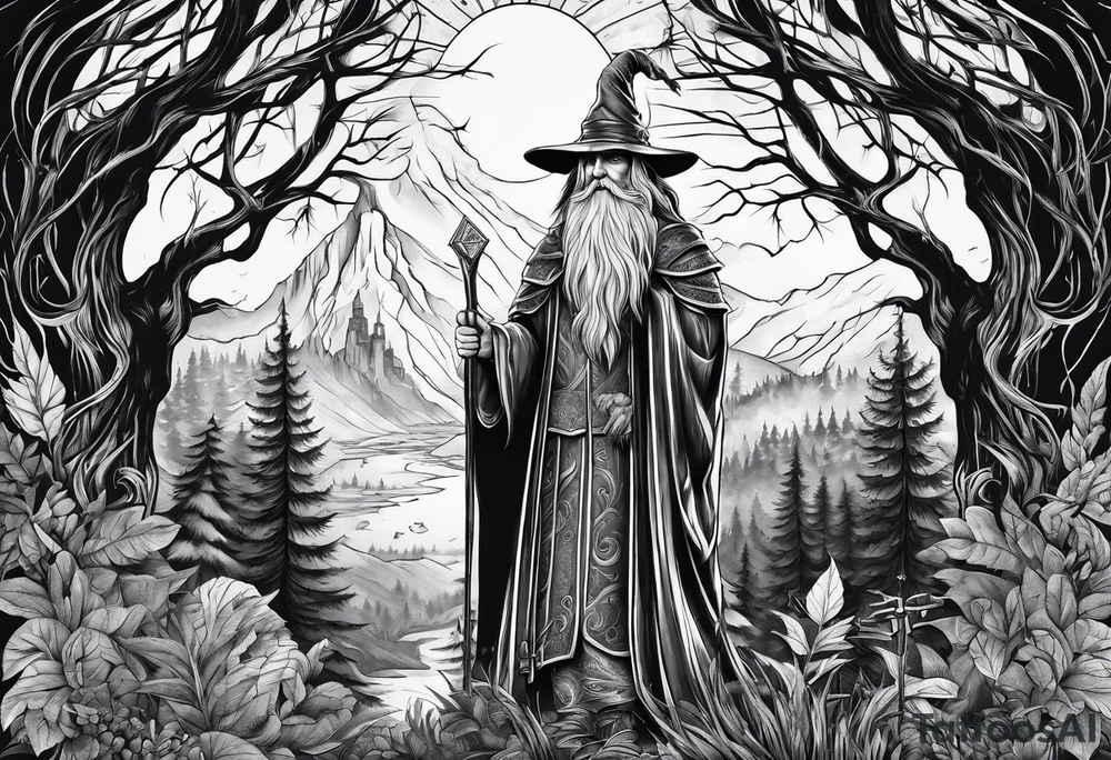 wizard in the forest tattoo idea