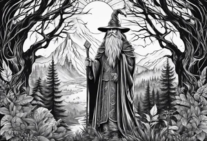 wizard in the forest tattoo idea