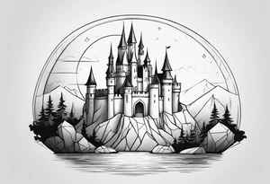 a castle floating in the crystal tattoo idea