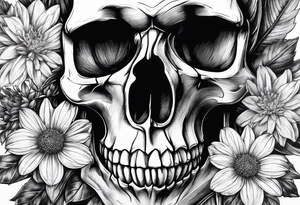 skull and aster tattoo idea